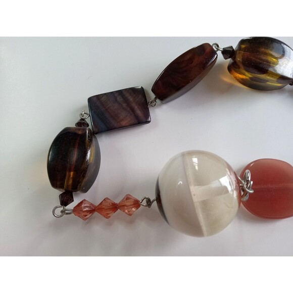 Vintage Boho Tortoiseshell Resin Avant-Garde 21.5" Pull-On Necklace - Picture 5 of 9